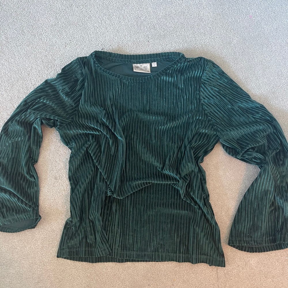 Emerald Green Velvet Blouse